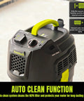 8 Gallon Dust Extractor With Auto HEPA Clean And Remote Control For Woodworking 150 CFM Airflow Power Tool Connector Dust Collector showcasing auto clean function in workshop setting.