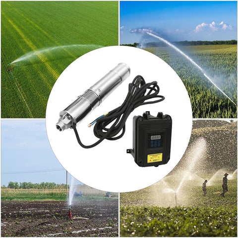 24V Deep Well Submersible Pump 210W with 3 Inch Solar Kit and MPPT Controller for irrigation in use