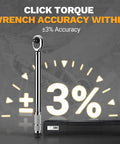 One-Half Inch Drive Torque Wrench Dual-Direction 72-Tooth With 10-170 Ft-Lb Range And 13.5-229 Nm High Precision ±3% accuracy