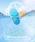 3 In 1 Pool Winter Closing Kit For Above Ground And Inground Pools Up To 30000 Gallons with blue and orange floating units in water.