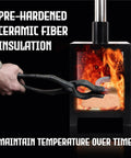 Using Three Burner Portable Propane Forge With Door for blacksmithing; features pre-hardened ceramic fiber insulation.