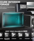 Open Compact Drop Slot Safe Box With Digital Keypad Lock For Cash Money, Documents, Jewelry, And Valuables, 12x8x8 Inches, Matte Black Finish