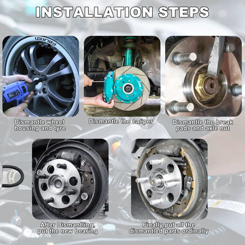 Installation steps for beefed up pair front wheel bearing and hub assembly 513273 direct replacement for 2008 to 2016 Town and Country