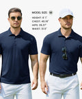 Men's Golf Polo Shirt Quick Dry Cotton Short Sleeve Breathable Anti Sweat Wrinkle Resistant Tactical Collared Polo in Navy Blue