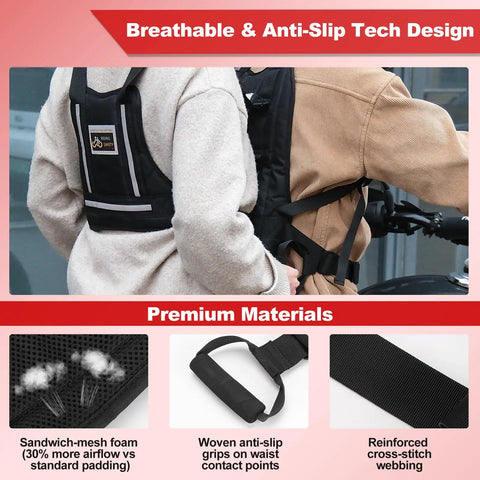 Upgraded Motorcycle Safety Harness For Kids And Adults With Adjustable Fit, Heavy Duty Webbing, Rock Solid Connection, Easy Clip On And Off, Comfortable Straps, Built For Every Ride