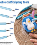 2 In 1 Dotting And Brush Tool For Clay And Nail Art Silicone Ball Stylus Set With Five Blue Handles Ceramic Dotting Tools For Rock Painting Pottery Embossing Blending Drawing And Modeling, 0.9-2.5mm tips