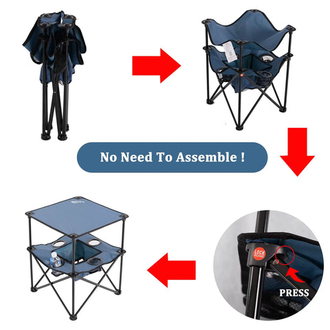 Foldable Camping Table With Built In Cup Holders And Food Basket Ultra Lightweight Square Outdoor Picnic Table With Travel Bag setup