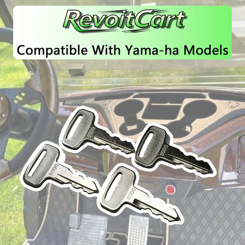 Top Rated 4 Pack Golf Cart Ignition Keys Fit Yamaha G14 G16 G19 G22 G29 Drive Electric Gas Models Replacing OEM Ju2H251100 And Eight Thousand Numbers Comes With Bonus Keychains To Secure Your Ride Like A Pro Without Stressful Hassles Anytime. Four silver metal golf cart keys