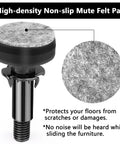 Heavy Duty Furniture Levelers With M10 Thread Adjustable Feet And T Nut Kit showing high-density felt pad close-up