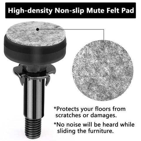 Heavy Duty Furniture Levelers With M10 Thread Adjustable Feet And T Nut Kit showing high-density felt pad close-up