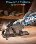Seesii mini circular saw with laser guide, corded 4-1/2 inch blade, 4.8A, 4000 RPM, includes 3 blades and rip guide