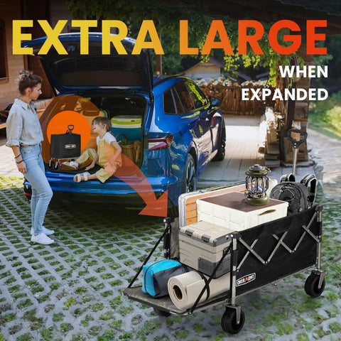 Tailgate Design Heavy Duty Collapsible Wagon With All Terrain Wheels For Outdoor Camping Beach And Garden A 300 Lb Capacity Utility Cart for Sports and Gear
