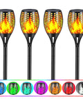 Cool Multicolor Solar Torch Lights Waterproof Outdoor Path Lighting With Dancing Flame Effect 7 Color LED Modes