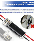 30 Pack Double Wire Plug In LED Light Strip Connectors 2 Pin Quick Connect Push In Low Voltage Lock Grip visible with wiring