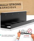 Under Desk Cable Management Tray No Drill For Glass Desks Heavy Duty Carbon Steel Cable Organizer Rack Black Wire Tray 17 Inch