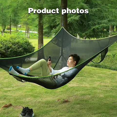 Triangle Camping Hammock Kit With 3 Ratchet Tie Down Straps And Storage Bag 800 Lb Capacity 13ft Multi Person Outdoor Hammock With Man Relaxing