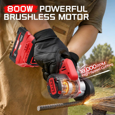 Heavy Duty 20V Compact Circular Saw With 3 Inch Brushless Motor And Dual 4Ah Batteries For Blazing Fast Cuts, showcasing 800W brushless motor in action.