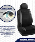 Air-Cooled Memory Foam Seat Covers With Mesh And Leather Trim For Front Seats, Airbag Compatible, Universal Fit