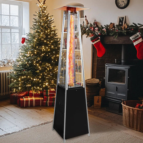 Outdoor Propane Patio Heater 48000 BTU With Detachable Wheels And Protective Cover Black High Heat Space Heater in room