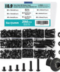 M5 Button Head Socket Cap Screws Set 390 Pcs Assortment Kit With Nuts And Washers Fully Threaded 10.9 Grade Alloy Steel