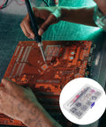 Using a soldering iron on a motherboard with 332Pcs Computer Repair Screw Kit For Motherboard HDD SSD Fan Maintenance visible