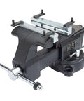 Multipurpose 7 Inch Wide Jaw Bench Vise for home workshops and DIY projects with 360 degree swivel base and includes four jaw dogs