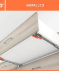 Installed undermount drawer slides with self soft close, 5 pair, 18 inch length, beefy 75 lb capacity, concealed tracks in cabinet.