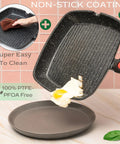 Square Indoor Grill Pan With Removable Handle For Even Heating Meat And Veggies, 11 Inch Nonstick Griddle Skillet, RV Die Cast Aluminum Stove Top Grill Pan, Detachable Handle, Oven Safe Up To 480 Degrees