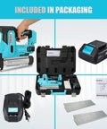No Nonsense Heavy Duty 20V Cordless Brad Nailer And Staple Gun 18 Gauge with battery and accessories in carry case.