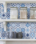 Blue Glossy Peel And Stick Contact Paper Roll Thicker Waterproof Self Adhesive Wallpaper for Countertops Shelves Drawers and Cabinets