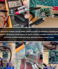 Close-up of MP-1584EN Buck Converter Mini 6 Pack 3A DC-DC Step-Down Module Adjustable in electronics setup.