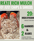 Hands holding mulch produced by Beast Mode Gas Powered Wood Chipper Shredder Mulcher With 20 To 1 Reduction Ratio, 7 HP engine