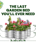 Galvanized Raised Garden Bed Outdoor 3x3x1 Ft Planter For Vegetables And Flowers, large metal garden box showing flowers inside