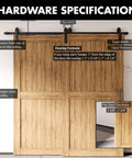 Black Rustic Single Track Bypass Sliding Barn Door Hardware Kit For Double Doors 11Ft Flat Track with Specifications