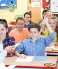 Students in classroom with 120 Rainbow Name Plates For Classroom Desks Colorful Rainbow Students Name Tags Self Adhesive Locker Labels