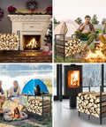 Built Tough Heavy Duty Firewood Rack For Indoor And Outdoor Use 2ft Log Storage Holder in living room and campsite settings