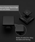 25 Pack Matte Black Square Cabinet Knobs For Dresser Drawers Zinc Alloy Hardware showing square edge design.