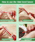 Step-by-step guide using Six Piece Mini Seed Sowing Dispenser Kit With Two Transplanting Tools for precise planting.