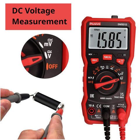 6000 Counts Digital Multimeter Auto Ranging TRMS with DC Voltage Measurement in action