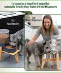 Top Shelf Bamboo Dog Food And Water Dispenser Stand For Medium Dogs Adjustable Pet Feeder Rack elevates bowls for feeding.
