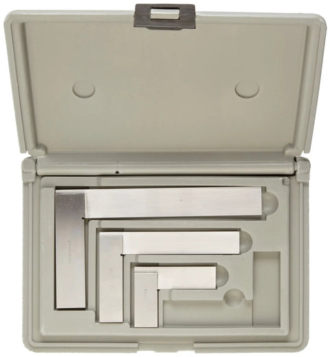 Garage Shop Ready Try Square Set with 2, 4, 6 Inch Blades in Case, Hardened and Ground Steel, Right Angles, 0.0006 Inch Squareness