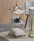 Pro Grade Heavy Duty Metal Utility Salon Trolley On Wheels All In One Three Tier Mobile Facial And Nail Cart In White