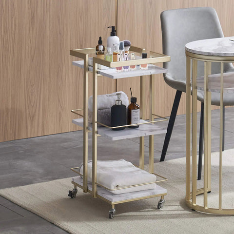 Pro Grade Heavy Duty Metal Utility Salon Trolley On Wheels All In One Three Tier Mobile Facial And Nail Cart In White