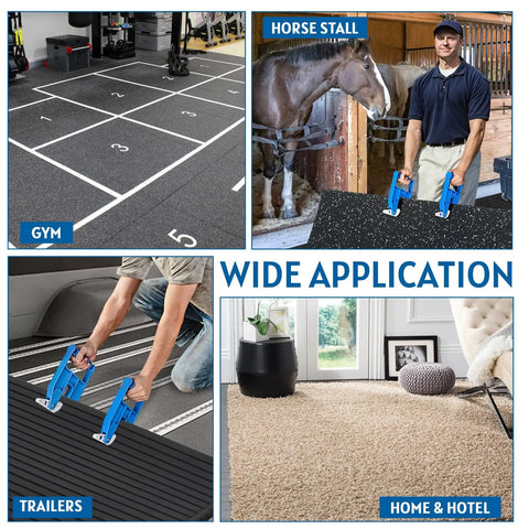 Heavy Duty Horse Stall Mat Grippers Set Of 2, Serrated Grip For Tight Fit And Easy Move, Slippage Free Handling, Mat Lifter Tool To Shift Large Carpets Safely, Durable Stall Flooring Accessory For Quick Adjustments used on gym, stall and carpet mats