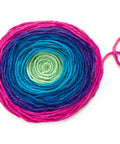Rainbow yarn coil from Learn To Knit Pocket Scarf Kit For Beginners, Easy DIY Knitting Craft For Kids 9 Plus, colorful and chunky.