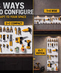 Image showing Game Changer Garage Wall Storage System With Four 12X16 Pegboard Panels, displaying tool organization options.