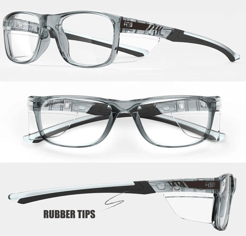 Hella Rugged Z87 Safety Glasses With Side Shields Anti Scratch Fog Resistant Lens Lightweight Ergonomic Design Smooth Fit for youth and trades side view