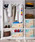 Kjdsxld Fabric Storage Bin Collapsible With Handles For Organization A457 in closet holding clothes, 11 inch size with waterproof lining.