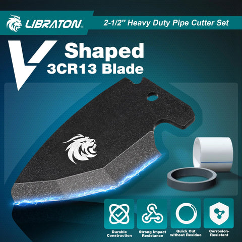 Libraton PVC pipe cutter with deburring tool and replacement blade, up to 2-1/2 in