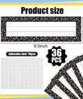 36 Piece Composition Desk Name Plates For Classroom 9.5 By 3 Inch Black And White Reusable Name Tags For Students with adhesive dots